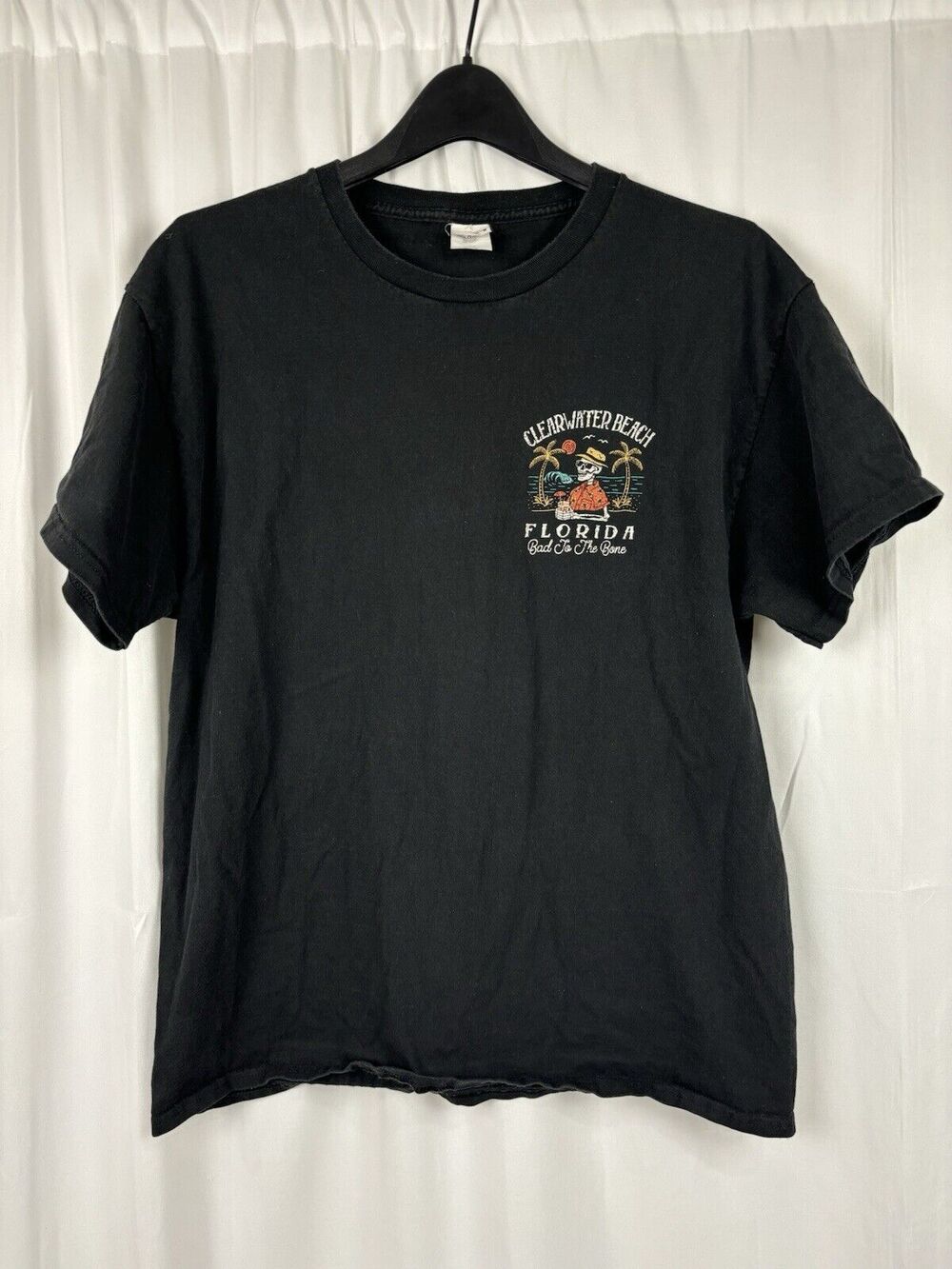 Clearwater Beach Florida Bad To The Bone Souvenir Short Sleeve T-shirt Black L